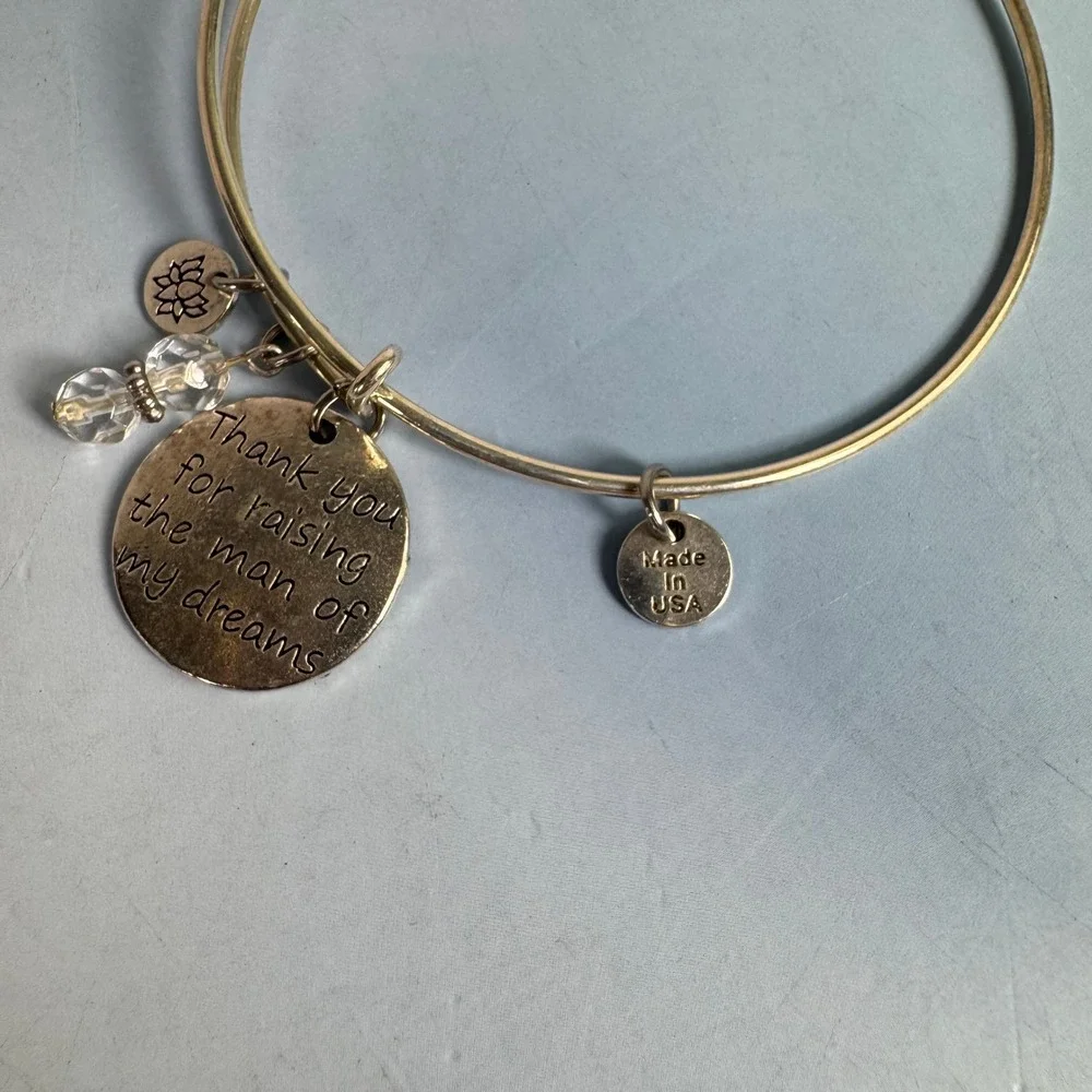 Mother-in-Law Bangle Bracelet Charm 'Thank You Raising The Man Of My Dreams' NEW
